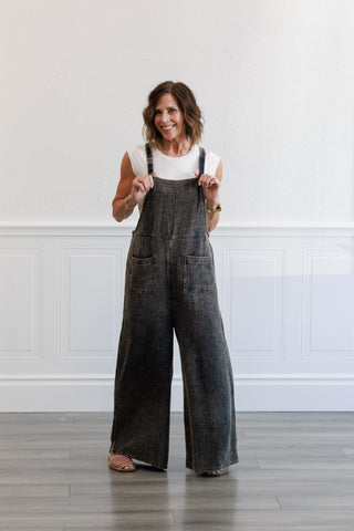 Cotton Gauze Jumpsuit in Ash Black