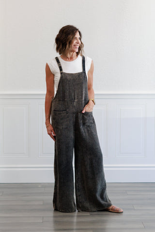 Cotton Gauze Jumpsuit in Ash Black