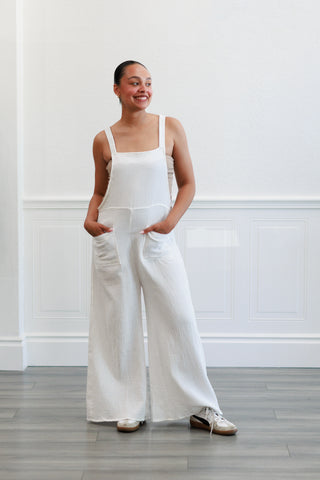 Cotton Gauze Jumpsuit in Off White