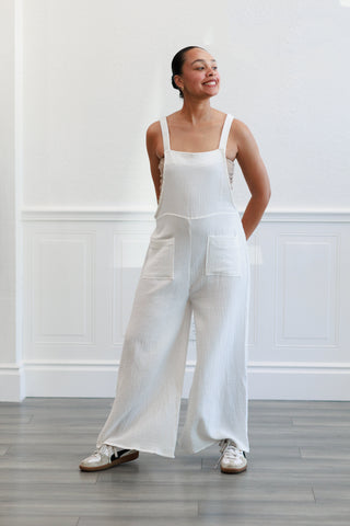 Cotton Gauze Jumpsuit in Off White