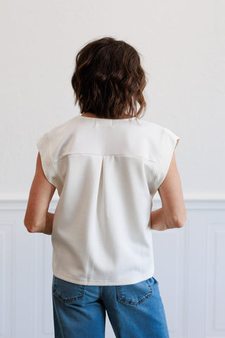 Solid Cap Sleeve Top in Off White