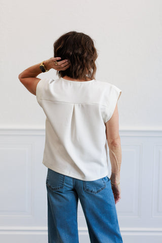 Solid Cap Sleeve Top in Off White