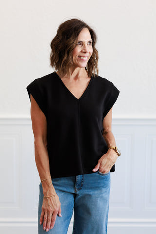 Solid Cap Sleeve Top in Black
