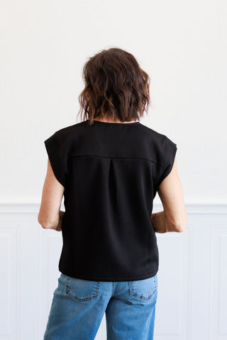 Solid Cap Sleeve Top in Black