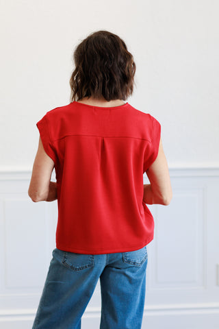 Solid Cap Sleeve Top in Red