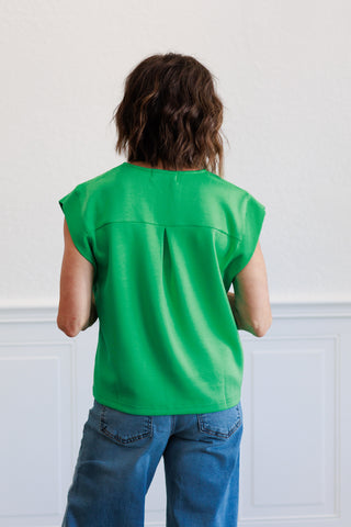 Solid Cap Sleeve Top in Green