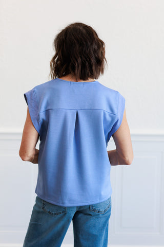 Solid Cap Sleeve Top in Blue