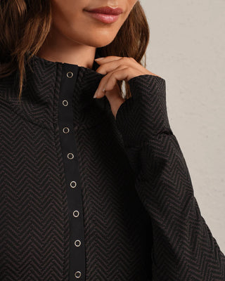 Apres Seamless Top in Dk. Espresso Herringbone