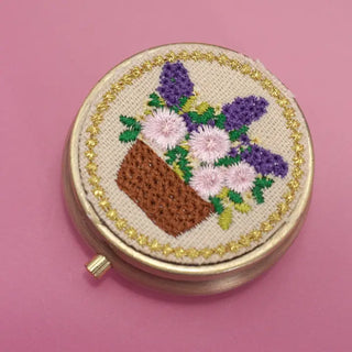 Floral Embroidery Pill Case