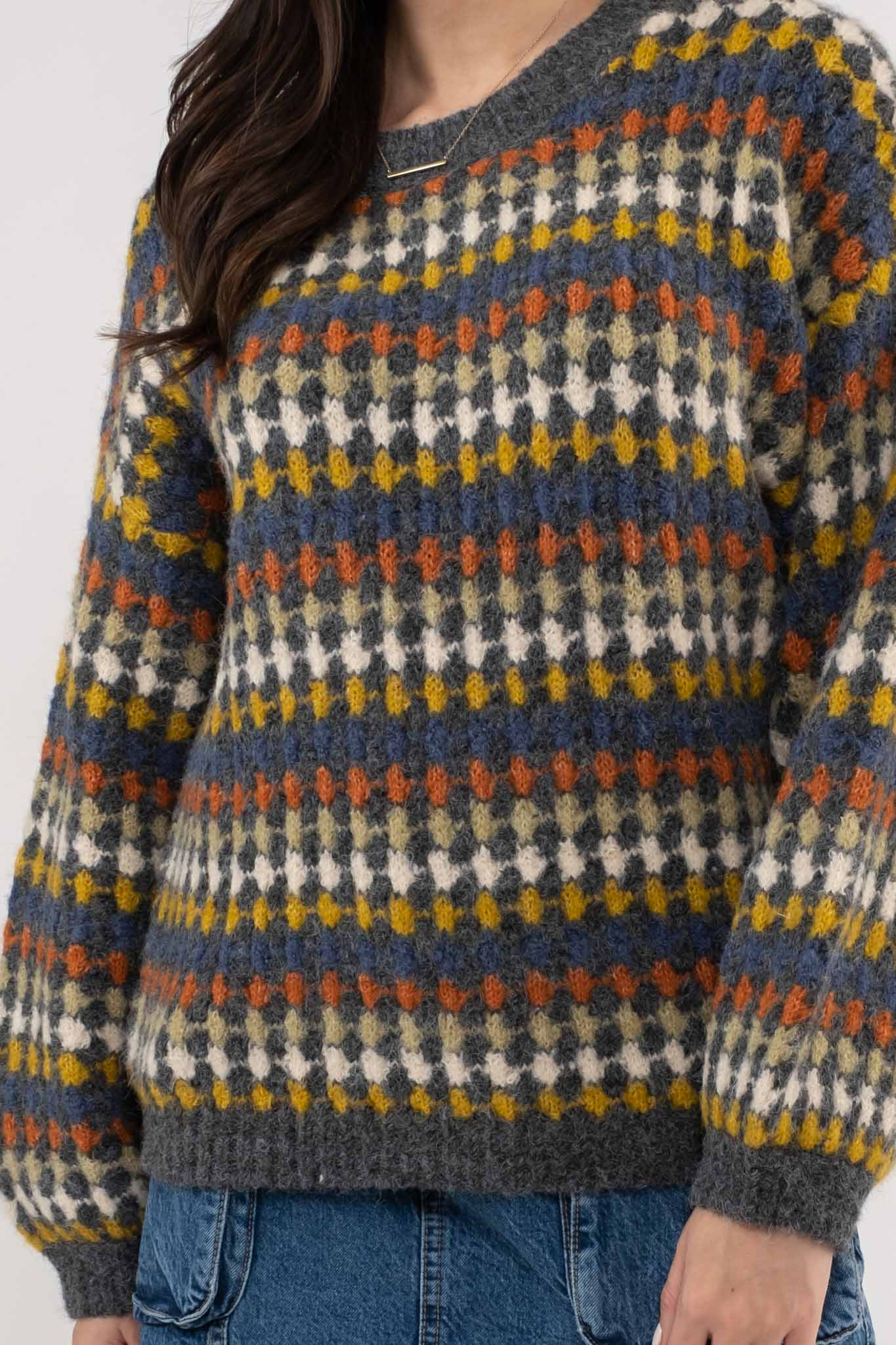 Multi-Color Crew Knit Sweater