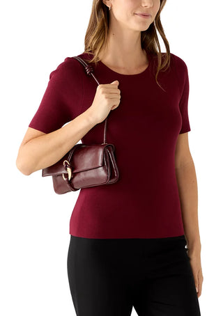 Dolce Vita Alice Leather Slant Baguette Bag in Oxblood