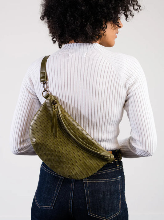 Berkeley Belt Bag in Perforated Moss