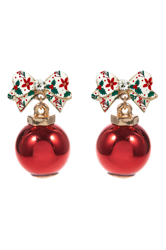 Christmas Bow Ornament Earrings