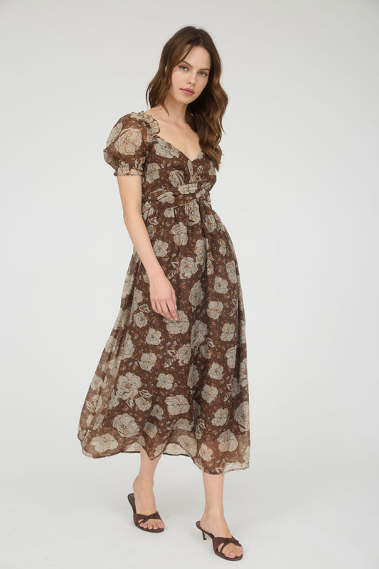 Sweetheart Neck Dress in Mocha