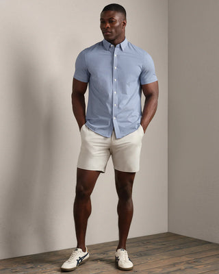 Commuter® Short Sleeve Shirt in Indigo Blue Micro Gingham