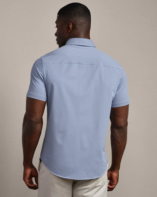 Commuter® Short Sleeve Shirt in Indigo Blue Micro Gingham