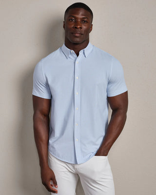 Commuter® Short Sleeve Shirt in Light Blue Wave Geo