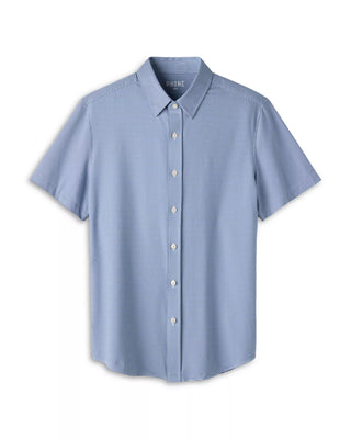 Commuter® Short Sleeve Shirt in Indigo Blue Micro Gingham