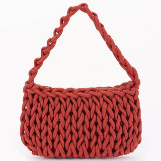 Cotton Braided Hobo Bag in Burgundy