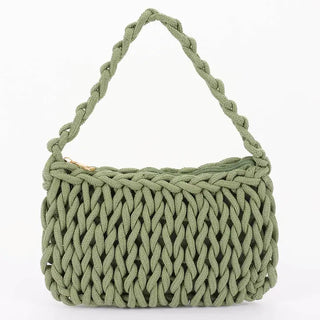 Cotton Braided Hobo Bag in Olive