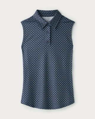Course to Court Sleeveless Polo in Navy Blue