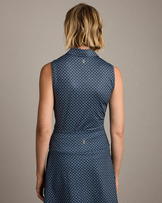 Course to Court Sleeveless Polo in Navy Blue