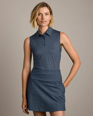 Course to Court Sleeveless Polo in Navy Blue