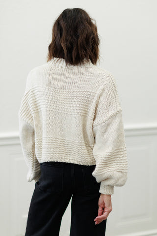 Cropped Mock Neck Chunky Sweater – by Milio Milano