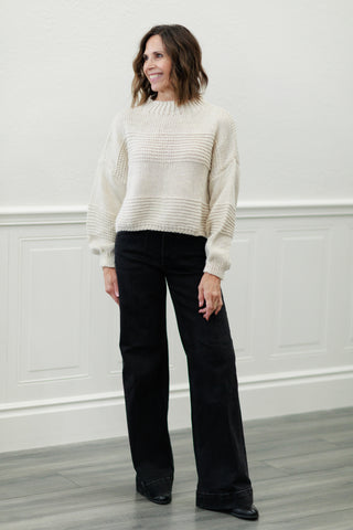 Cropped Mock Neck Chunky Sweater – by Milio Milano