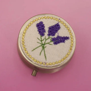 Floral Embroidery Pill Case