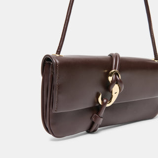 Dolce Vita Alice Leather Slant Baguette Bag in Brown Cherry