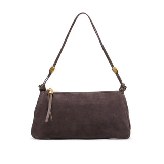 Solara Suede Baguette Shoulder Bag in Chocolate – Women's Leather Bag by Dolce Vita