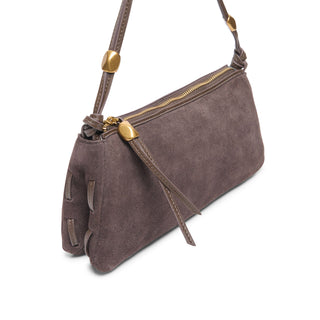Solara Suede Baguette Shoulder Bag in Chocolate – Women's Leather Bag by Dolce Vita