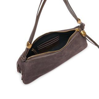 Solara Suede Baguette Shoulder Bag in Chocolate – Women's Leather Bag by Dolce Vita