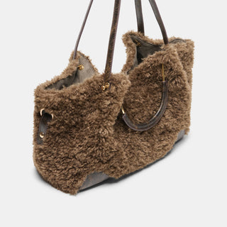 Nomad Faux Fur Tote in Chocolate – Women's Faux Fur Bag by Dolce Vita