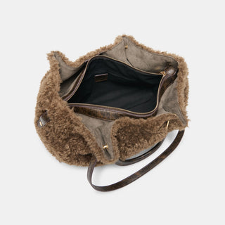 Nomad Faux Fur Tote in Chocolate – Women's Faux Fur Bag by Dolce Vita