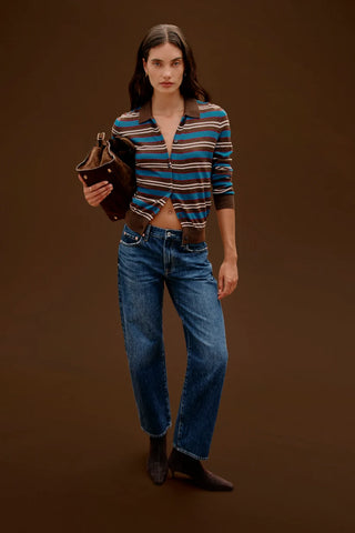 Pistola Lexi Mid Rise Bowed Straight Jeans in Moonwave