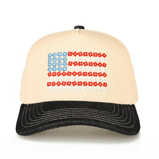 Daisy Usa Flag Trucker Hat in Black