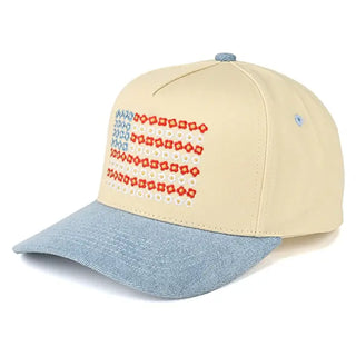 Daisy Usa Flag Trucker Hat in Light Denim