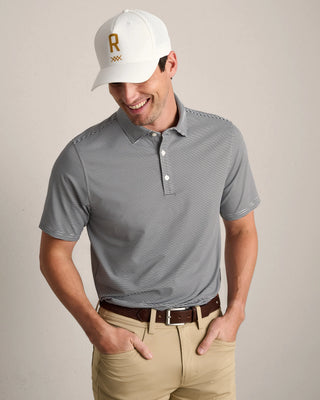 Drive Time Polo in True Navy White Stripe