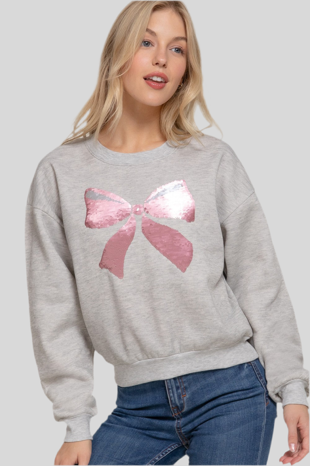 Oversized Sequin Bow Sweatshirt