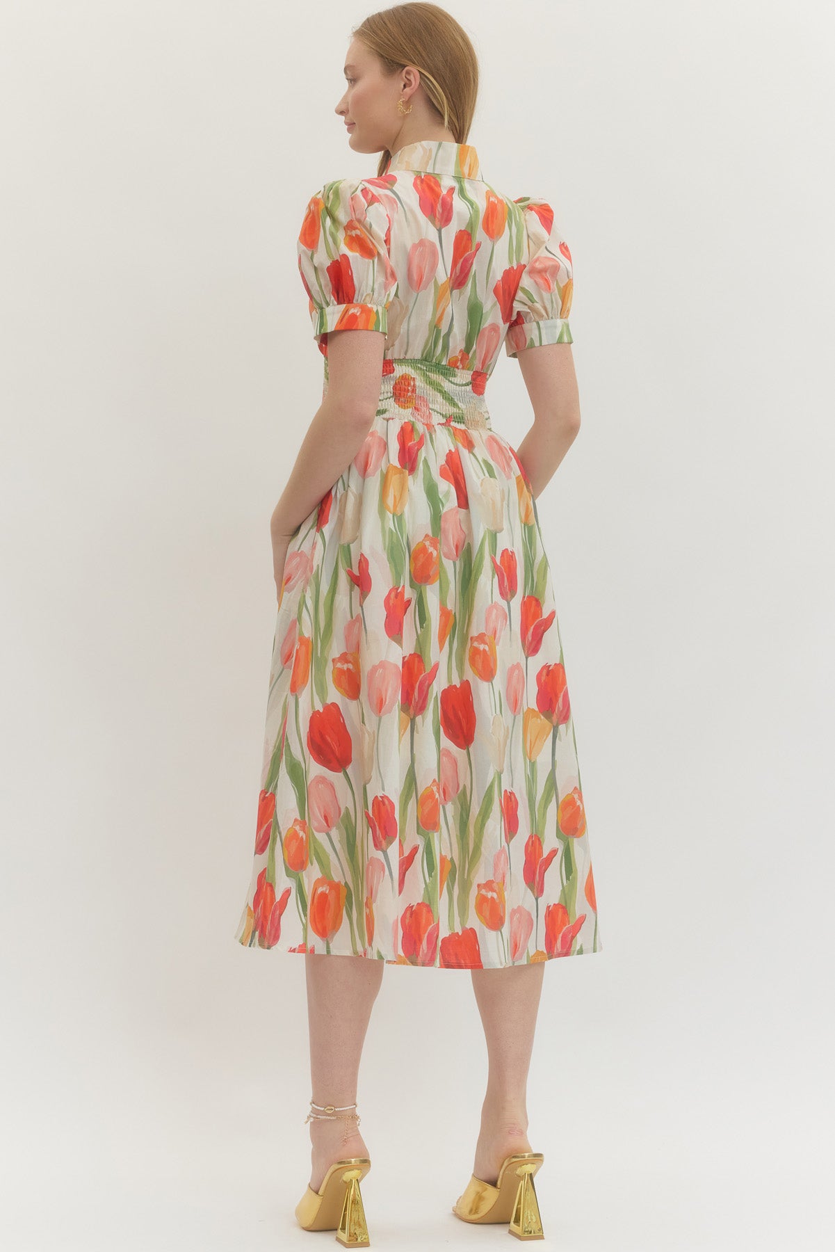 Tulip Smock Waist Midi Dress