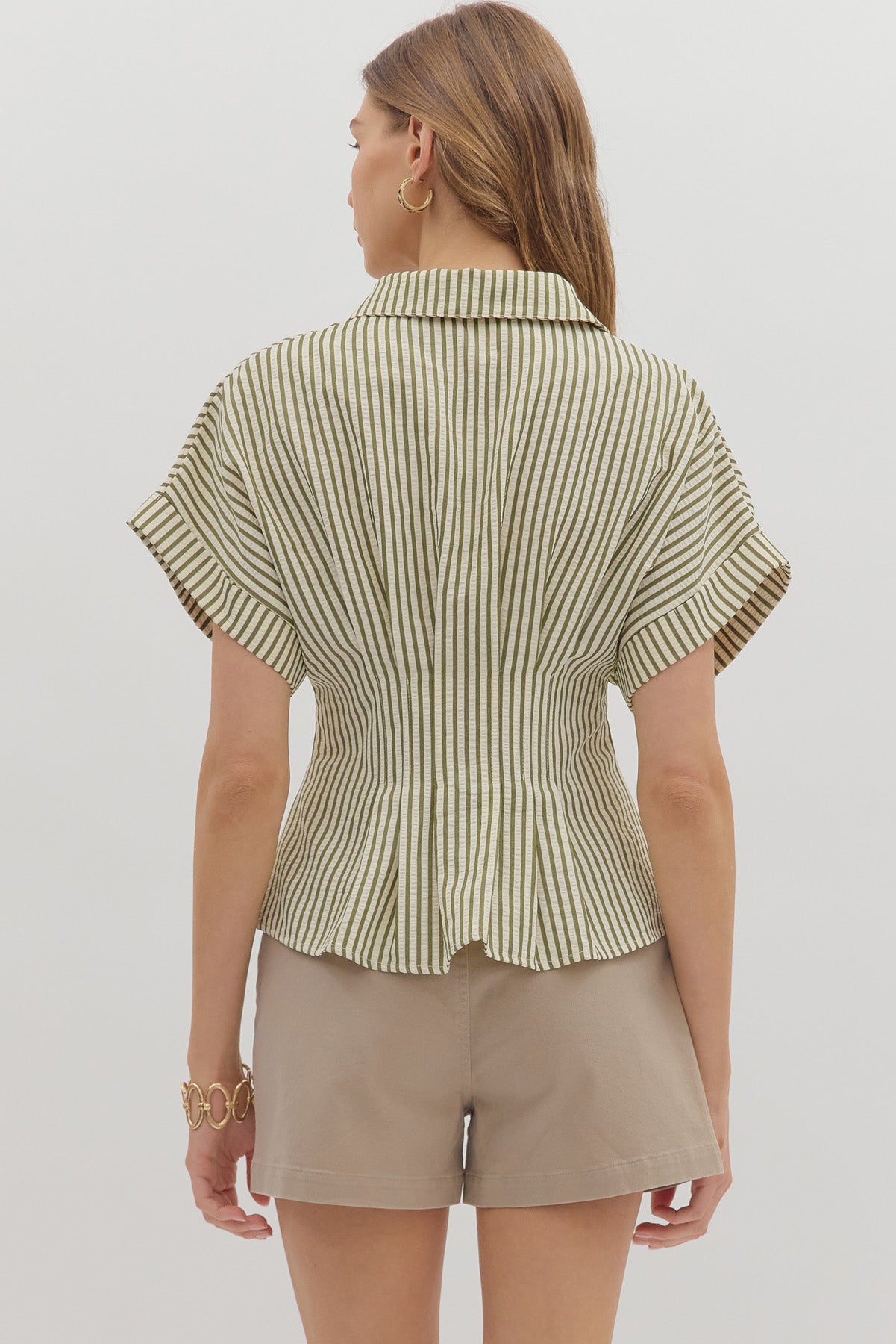 The Lilian Stripe Pleated Top