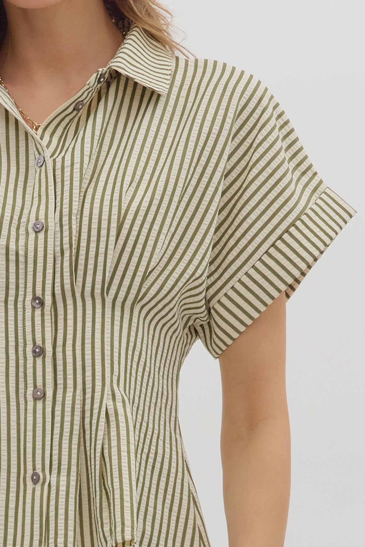The Lilian Stripe Pleated Top