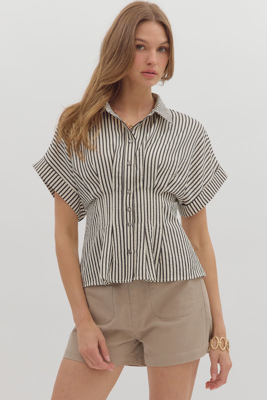 The Lilian Stripe Pleated Top