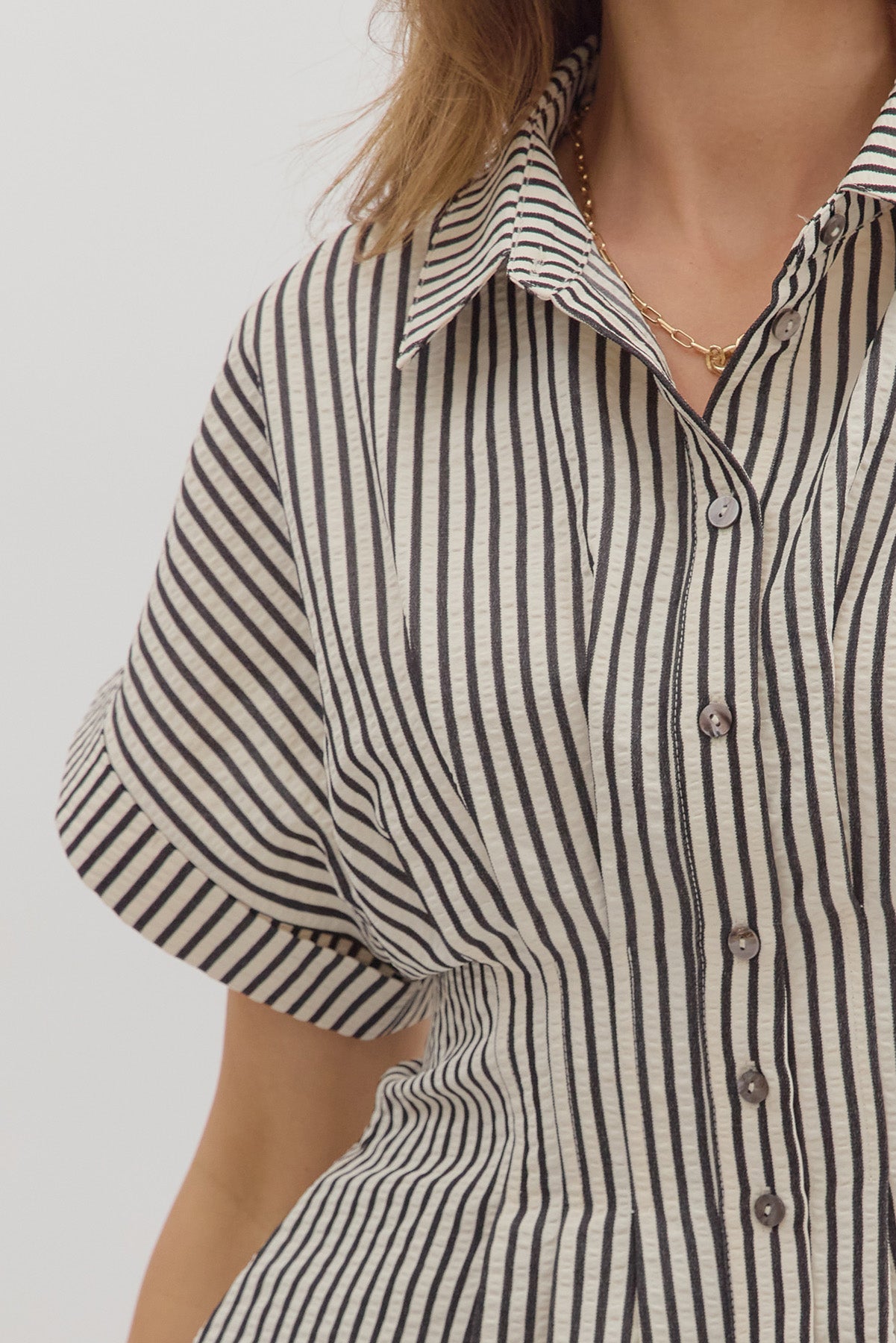 The Lilian Stripe Pleated Top