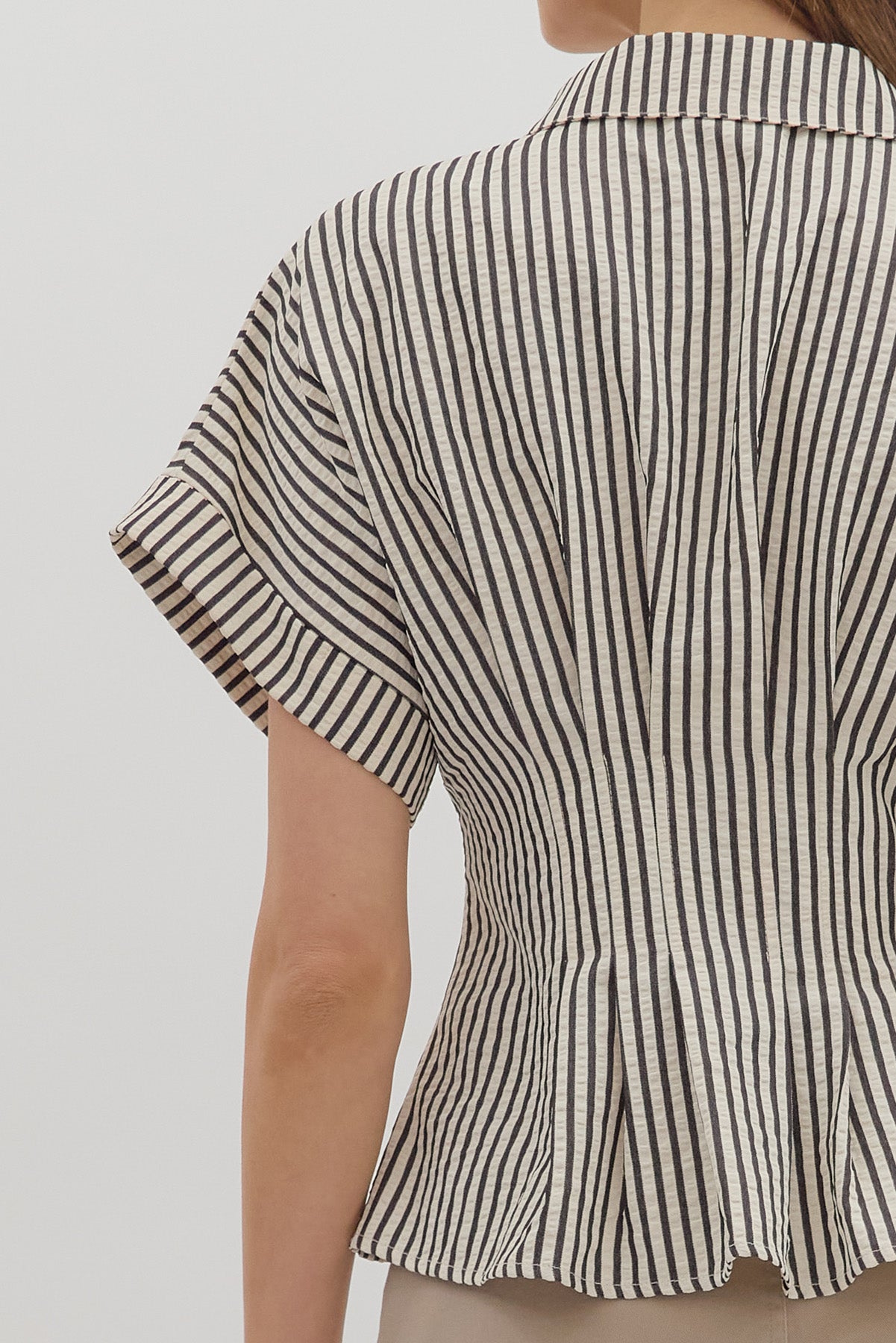 The Lilian Stripe Pleated Top