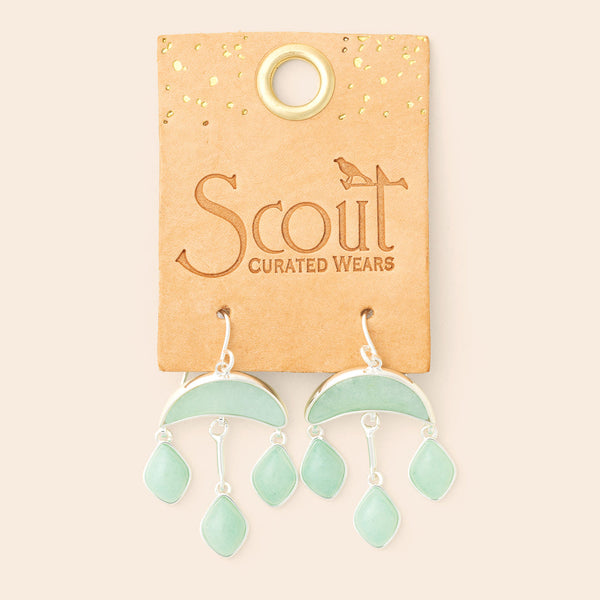 Stone Crescent Drop Earring - Amazonite/Silver