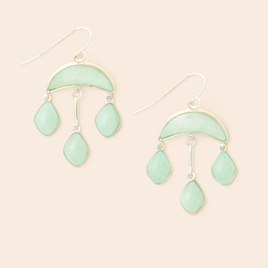 Stone Crescent Drop Earring - Amazonite/Silver