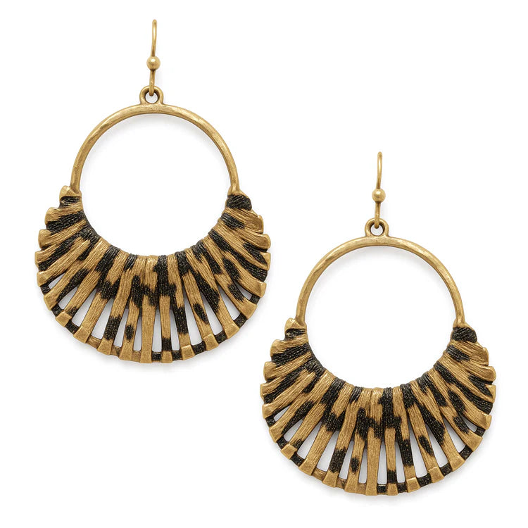 Cheetah Leather Wrap Earrings